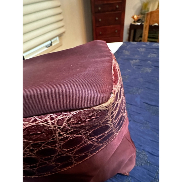 Prada Burgundy Medium Tote Bag w/Crocodile Embossed Leather - Picture 6 of 10